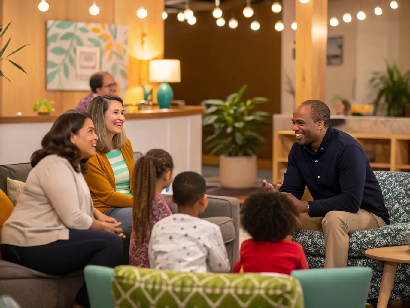 An image of parents participating in a community workshop or meeting, symbolizing parent support and engagement in their children's education.